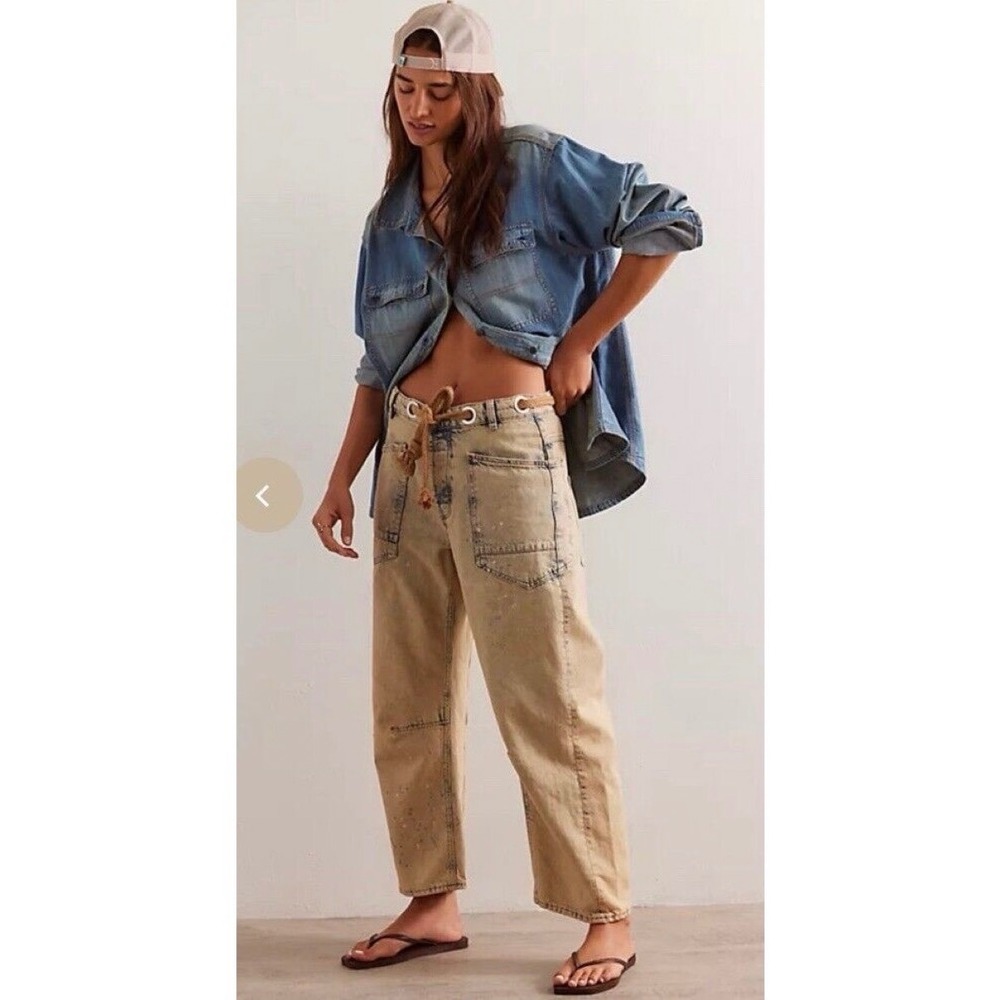 We The Free People Old West Slouchy Jeans Grunge Skater Rope Waist Baggy 27